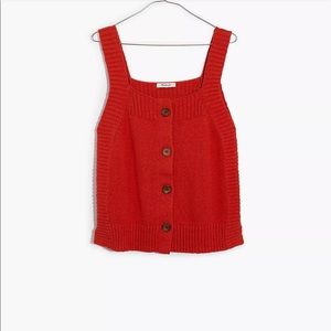 Madewell - Rowe Button Front Sweater Tank In Thai Chili